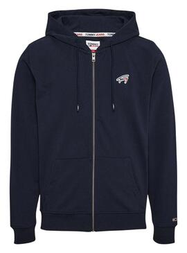 Felpa Tommy Jeans Signature Zip Blu Navy Uomo