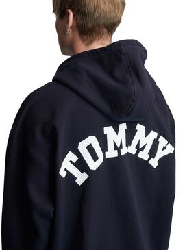 Felpa Tommy Jeans Zip Blu Navy per Uomo
