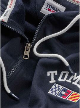 Felpa Tommy Jeans Zip Blu Navy per Uomo