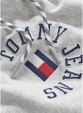 Felpa Tommy Jeans Arched Grigio per Uomo