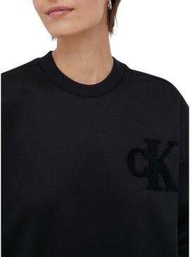 Felpa Calvin Klein Chenille Nero per Donna