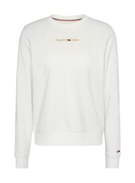 Felpa Tommy Jeans Gold Linear Bianco Donna