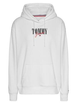 Felpa Tommy Jeans Essential Logo 1 Bianco Donna