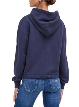 Felpa Tommy Jeans Relaxed Logo Blu Navy Donna