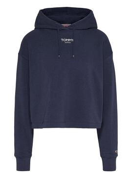 Felpa Tommy Jeans Relaxed Logo Blu Navy Donna