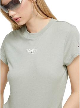 T-Shirt Tommy Jeans Essential Logo Verde Donna