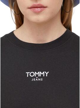 T-Shirt Tommy Jeans Essential Logo Nero Donna