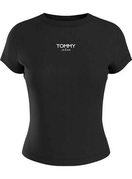 T-Shirt Tommy Jeans Essential Logo Nero Donna