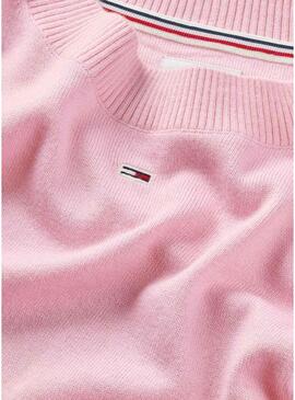 Pullover Tommy Jeans Essential Crew Rosa per Donna