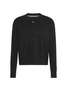 Pullover Tommy Jeans Essenziale Crew Nero Donna