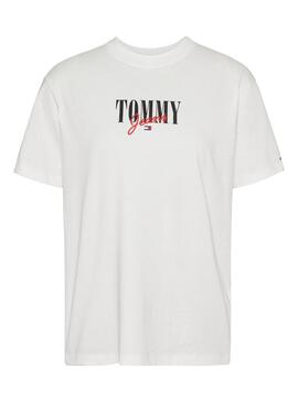 T-Shirt Tommy Jeans Essential Logo Bianco Donna