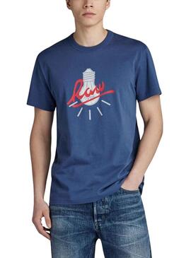 T-Shirt G-Star lampadina Blu per Uomo