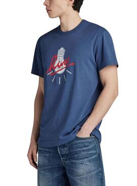 T-Shirt G-Star lampadina Blu per Uomo