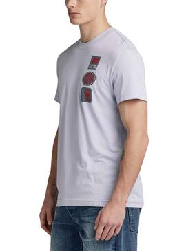 T-Shirt G-Star Multi Badge Grigio per Uomo