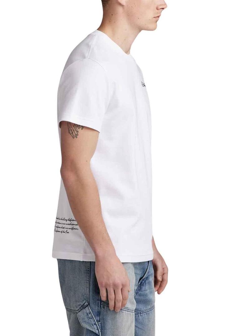 T-Shirt G-Star Multi Graphic Bianco per Uomo