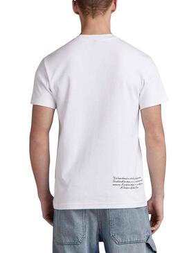 T-Shirt G-Star Multi Graphic Bianco per Uomo