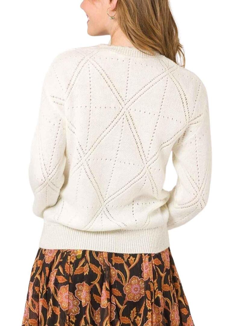 Pullover Naf Naf Bozze Beige per Donna