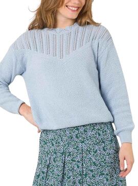 Pullover Naf Naf Bozze Blu per Donna