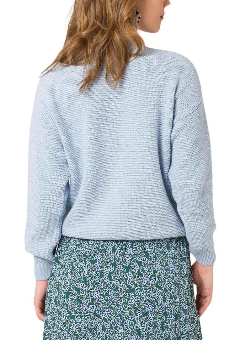 Pullover Naf Naf Bozze Blu per Donna