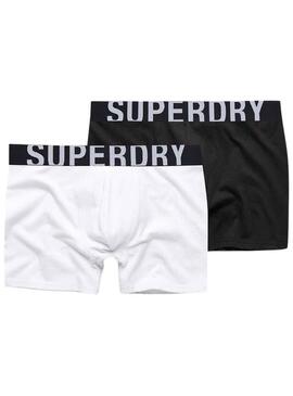 Mutande Doppio Superdry Logo Bianco Nero Uomo