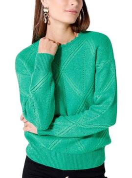 Pullover Naf Naf Cedro Verde per Donna