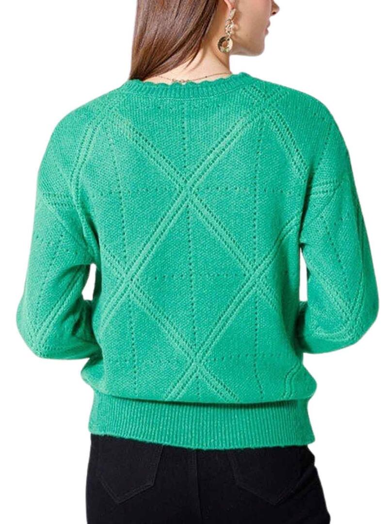 Pullover Naf Naf Cedro Verde per Donna