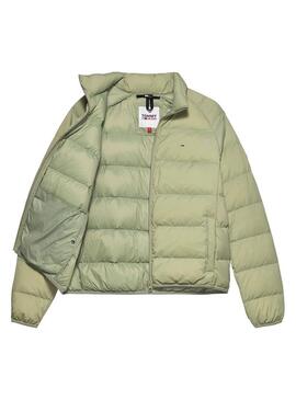 Giubbotto Tommy Jeans Light Down Verde per Donna