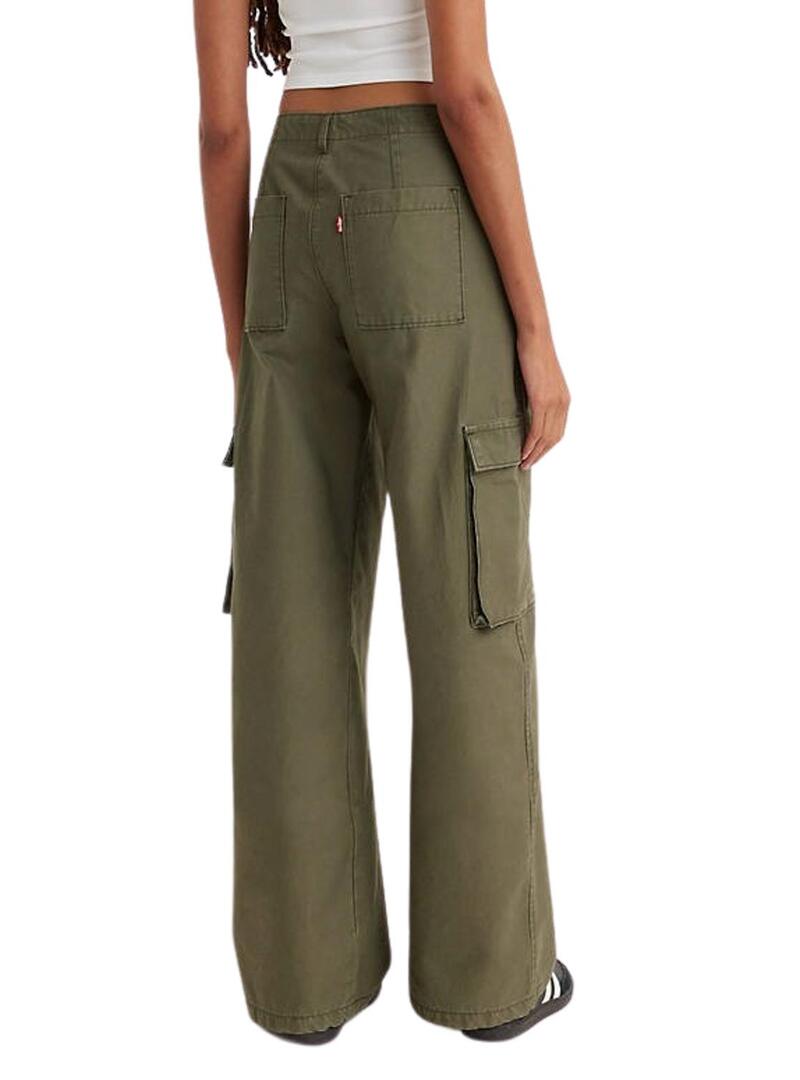 Pantaloni Levis Cargo Baggy Verde per Donna