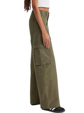 Pantaloni Levis Cargo Baggy Verde per Donna