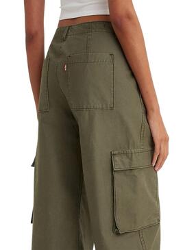 Pantaloni Levis Cargo Baggy Verde per Donna