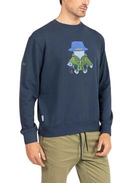 Felpa El Pulpo Explorer Blu Navy per Uomo