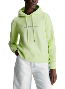 Felpa Calvin Klein Jumpsuitlogo Reg Verde Uomo