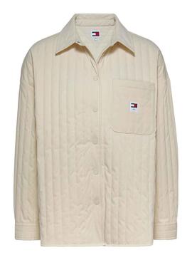 Overshirt Tommy Jeans Quilted Beige per Donna
