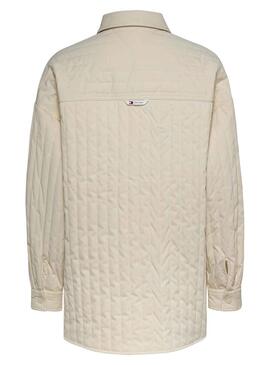 Overshirt Tommy Jeans Quilted Beige per Donna