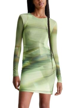 Vestito Calvin Klein Illuminato Verde Donna