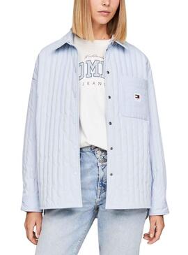 Overshirt Tommy Jeans Quilted Blu per Donna