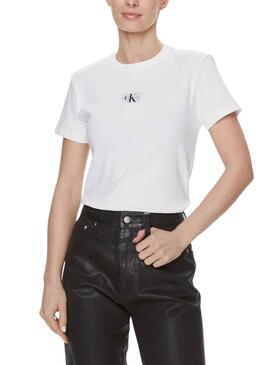 T-Shirt Calvin Klein Tessuto Label Bianco Donna