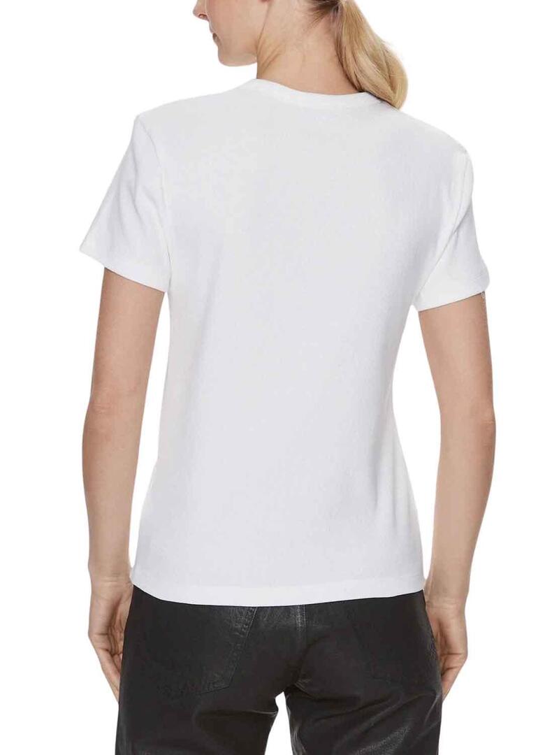 T-Shirt Calvin Klein Tessuto Label Bianco Donna