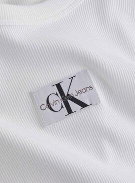 T-Shirt Calvin Klein Tessuto Label Bianco Donna