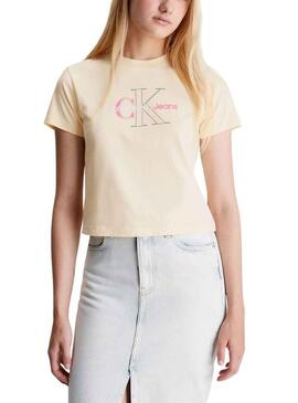 Camicia Calvin Klein Bold Jumpsuitlogo Beige Donna