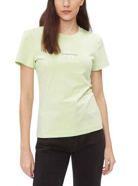 T-Shirt Calvin Klein Jumpsuitlogo Slim Verde Donna