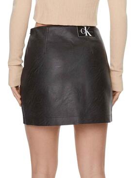 Gonna Calvin Klein Faux Leather Nero per Donna