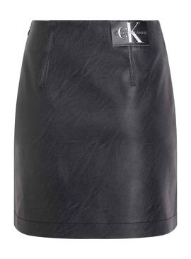 Gonna Calvin Klein Faux Leather Nero per Donna