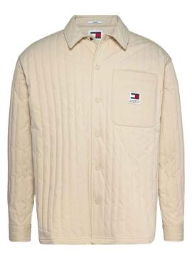 Overshirt Tommy Jeans Quilted Beige Uomo