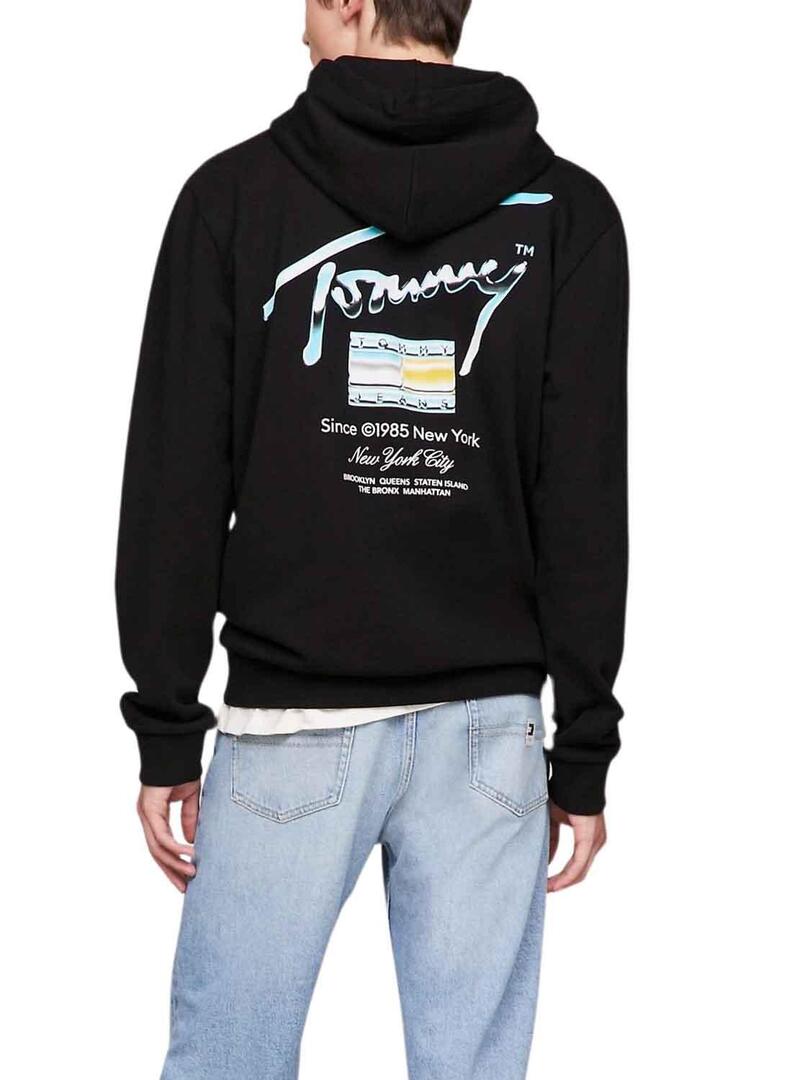 Felpa Tommy Jeans Reg Metallico Nero Uomo