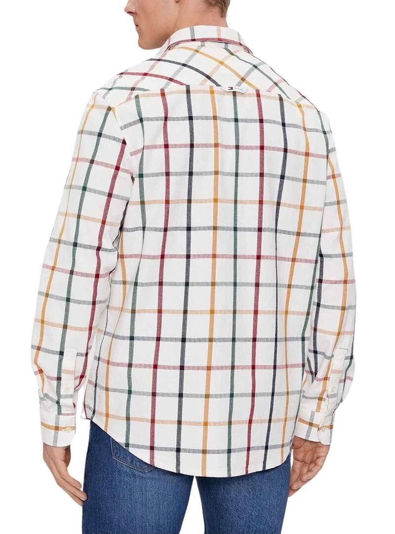 Camicia Tommy Jeans Reg Check Flanella Bianco Uomo