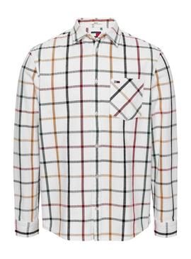 Camicia Tommy Jeans Reg Check Flanella Bianco Uomo