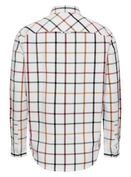 Camicia Tommy Jeans Reg Check Flanella Bianco Uomo