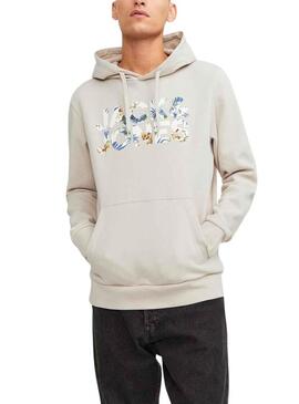 Felpa Jack & Jones Jeff Beige per Uomo