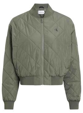 Bomber Calvin Klein Jeans Quilted Verde per Donna